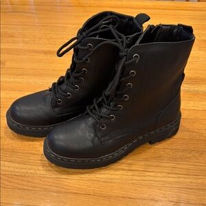 Black Lace-Up Kids Boots